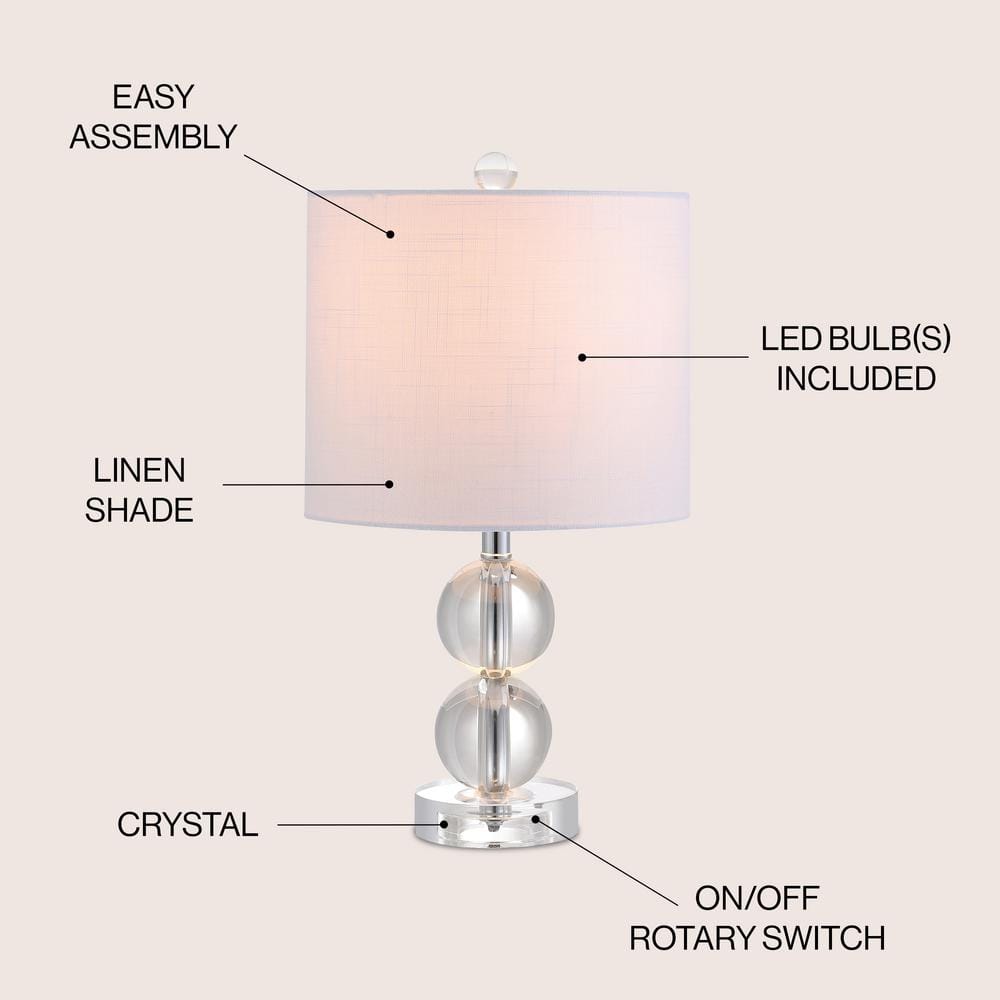 Brooklyn 17.5" Clear Crystal LED Table Lamp with White Shade