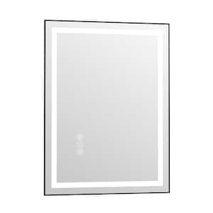 24 in. W. x 32 in. H Large Rectangular Framed Anti-Fog LED Light Wall Mounted Bathroom Vanity Mirror in Matte Black