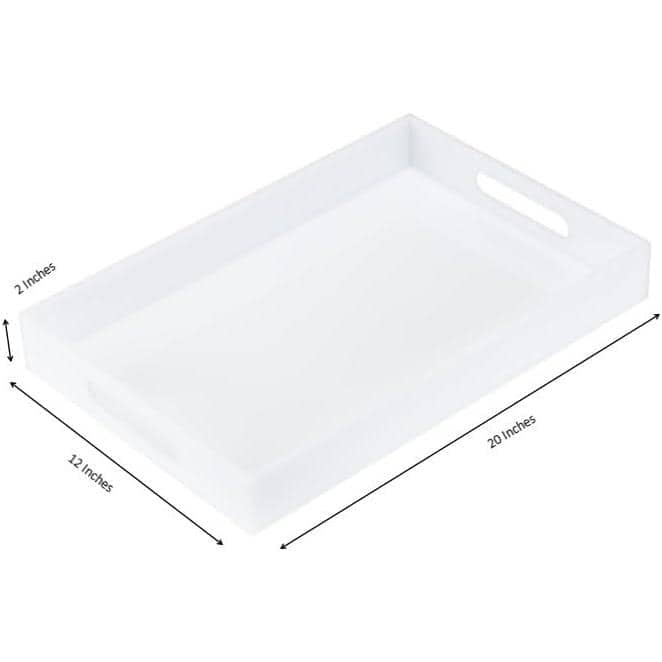 Glossy White Acrylic Spill-Proof Serving Tray with Handles