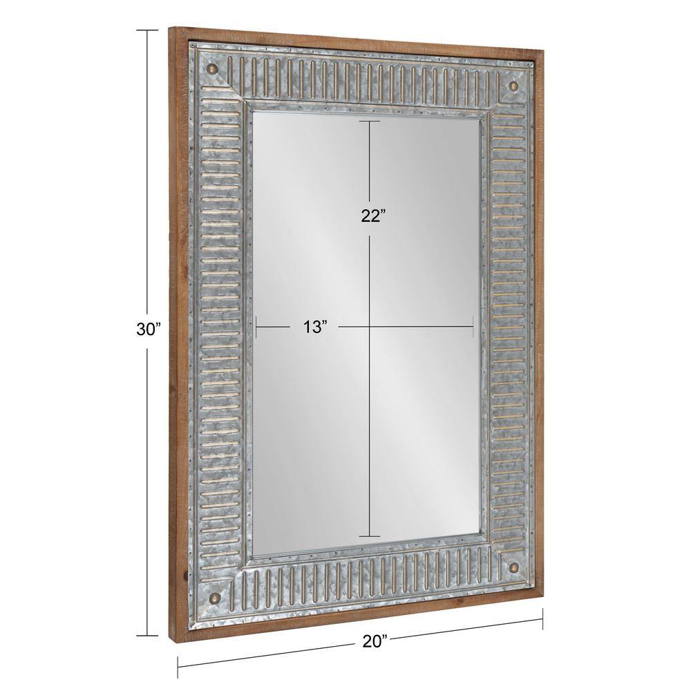 Rustic Brown Wood and Metal Full-Length Rectangular Mirror