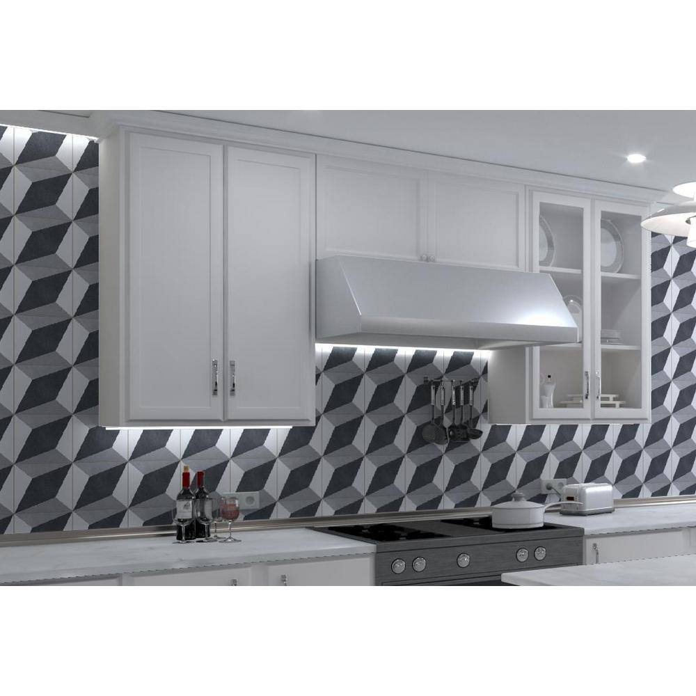Luv Charmed Blue and Gray 8" Glazed Porcelain Tile