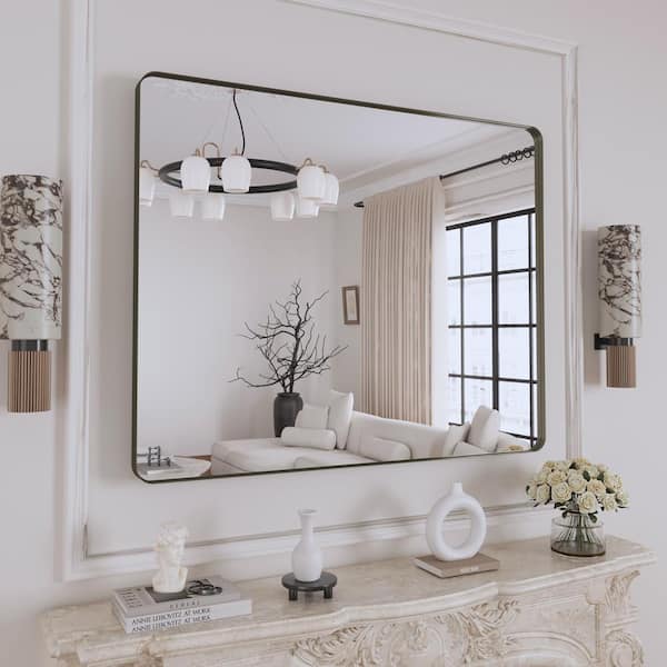 Klajowp 40 in. W x 32 in. H Rectangular Framed Wall Mounted Bathroom Vanity Mirror in Brushed Bronze
