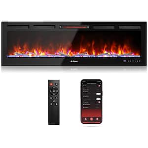 60 in. WiFi Electric Radiant Fireplace, with Crackling Sound, 1500-Watt Infrared Quartz Heater, App & Voice Control