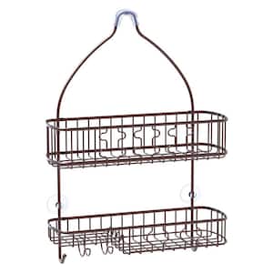 Over the Shower Mounted 2-Tiers Bathroom Shower Caddies Hanging Shower Rack with Hooks and Soap Dish in Bronze