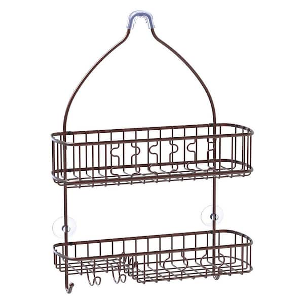 Honey-Can-Do 3-Tier Steel Wire Hanging Shower Caddy with 2 Hooks, Satin  Nickel