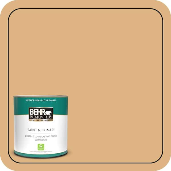 BEHR PREMIUM PLUS 1 qt. Home Decorators #HDC-CL-18 Cellini Gold Semi-Gloss Enamel Low Odor Interior Paint & Primer