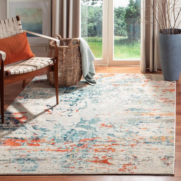 Madison Cream/Orange 4 ft. x 6 ft. Geometric Area Rug
