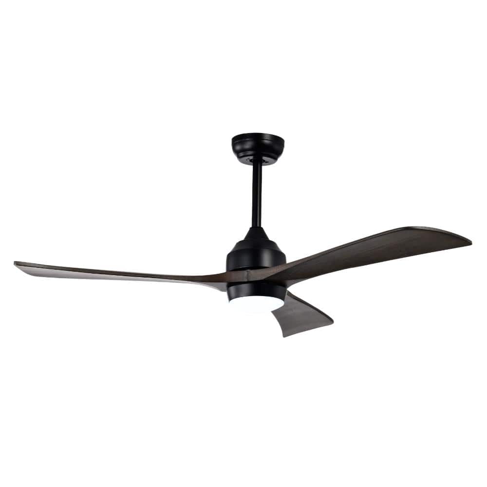 52 in. Indoor Integrated LED Simple Black Ceiling Fan Lighting with 3 Solid Wood Blades and Adjustable Downrod price history on PriceWatchPro