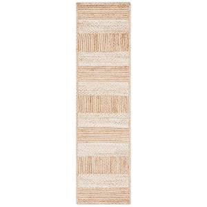 Natural Fiber Beige/Ivory 2 ft. x 11 ft. Woven Striped Runner Rug