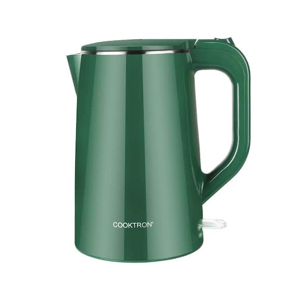 COOKTRON 8-Cup Green Stainless Steel Cordless Electric Kettle with Auto Shut-Off & Boil Dry Protection