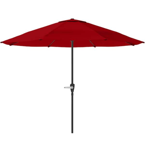 Pure Garden 9 ft. Aluminum Outdoor Patio Umbrella with Hand Crank Lift in Red