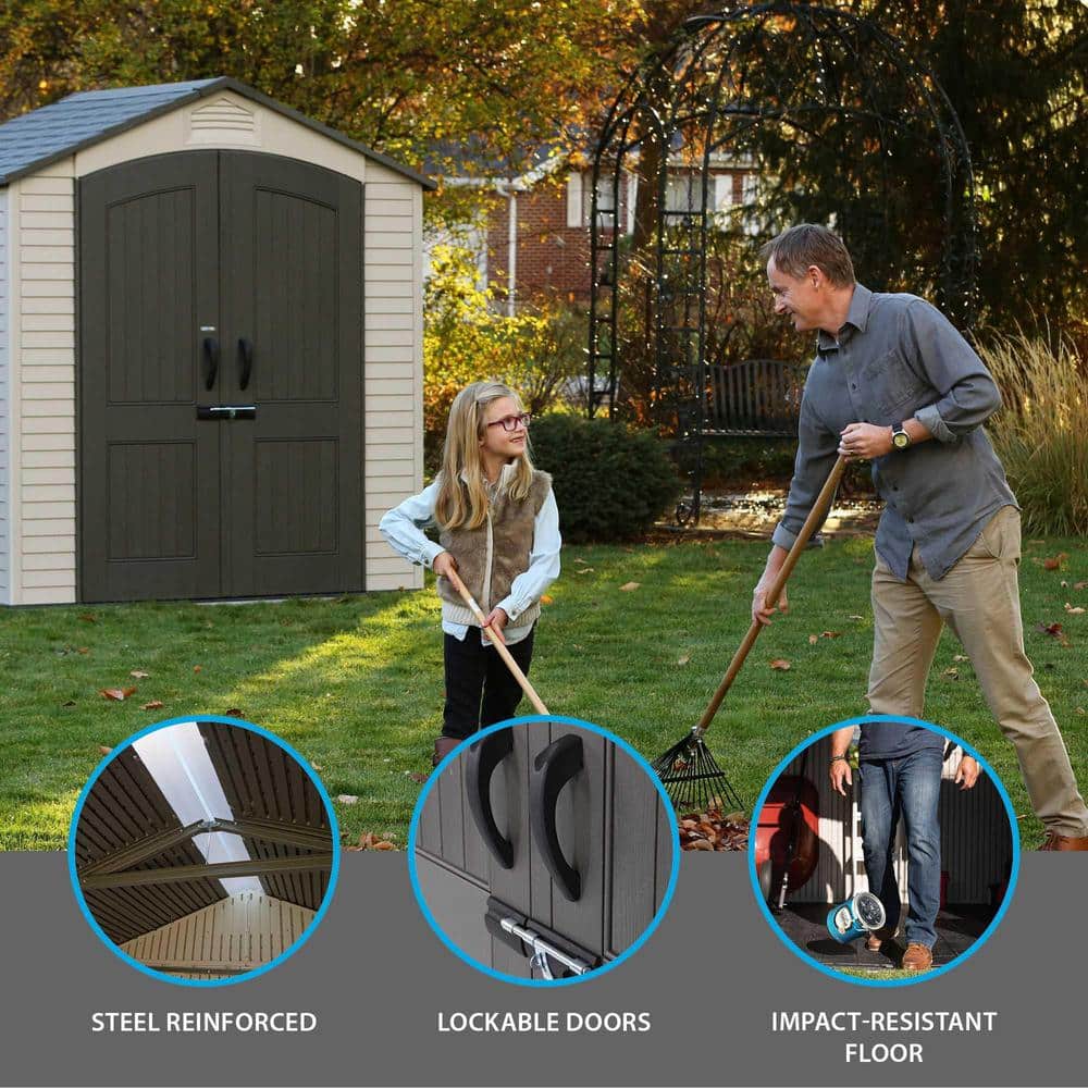 Lifetime 7 x 4.5 ft Brown Polyethylene Storage Shed with Shelving