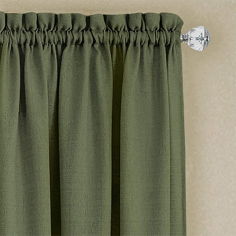 Green and Camel Polyester Window Curtain Tier and Valance Set