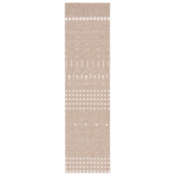 SAFAVIEH Global Beige/Ivory 2 ft. x 8 ft. Diamond Geometric Indoor/Outdoor Runner Rug