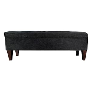 Brooke Belfast Charcoal Button Tufted Upholstered Storage Bench