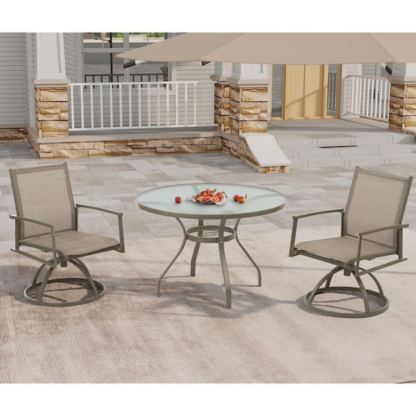 Boosicavelly 3-Piece Aluminum Outdoor Bistro Set with Rocker Chairs and Cast-Top Table