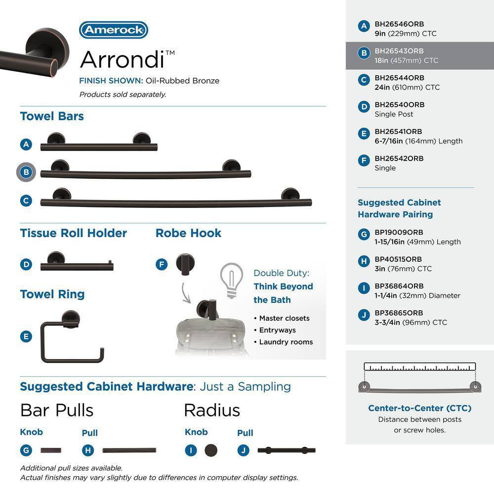 Arrondi Oil-Rubbed Bronze 18-Inch Wall Mounted Towel Bar