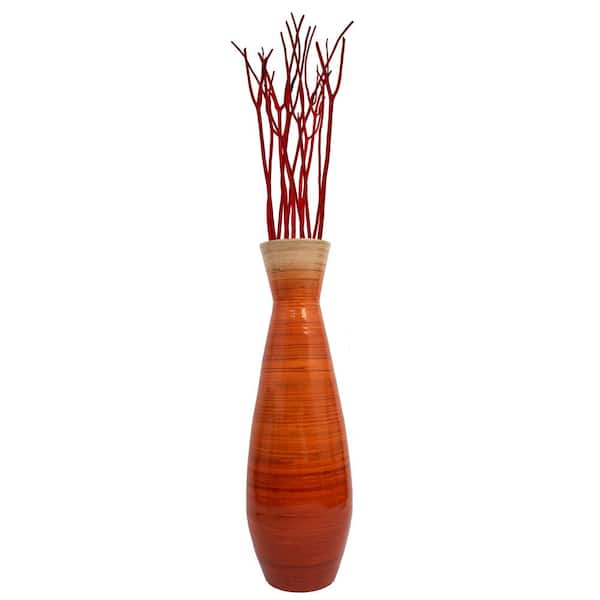 Uniquewise Modern Bamboo Floor Vase - Decorative 43-inch Vase for Living  Room, Dining Room, or Entryway - Fill with Dried Branches or Flowers, Brown