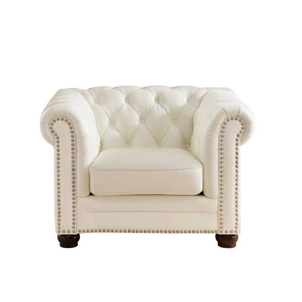 Hydeline Aliso White 100% Leather Chair ALISO-10-WHT