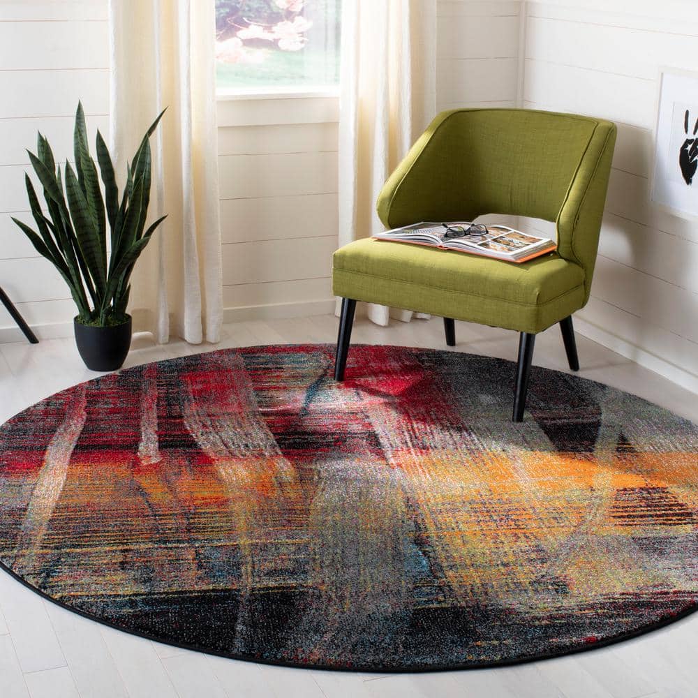 Porcello 5 ft. x 5 ft. Round Multi Overdyed Abstract Area Rug price history on PriceWatchPro