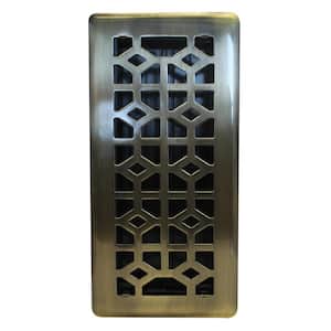4 in. x 10 in. Floor Register Abstract Vintage Brass Single Pack