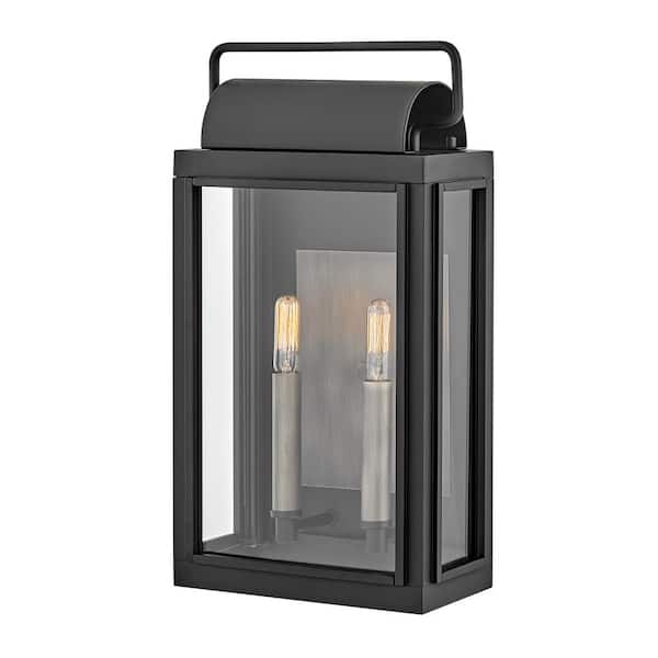 HINKLEY Sag Harbor 2-Light Black Hardwired Outdoor Wall Lantern Sconce