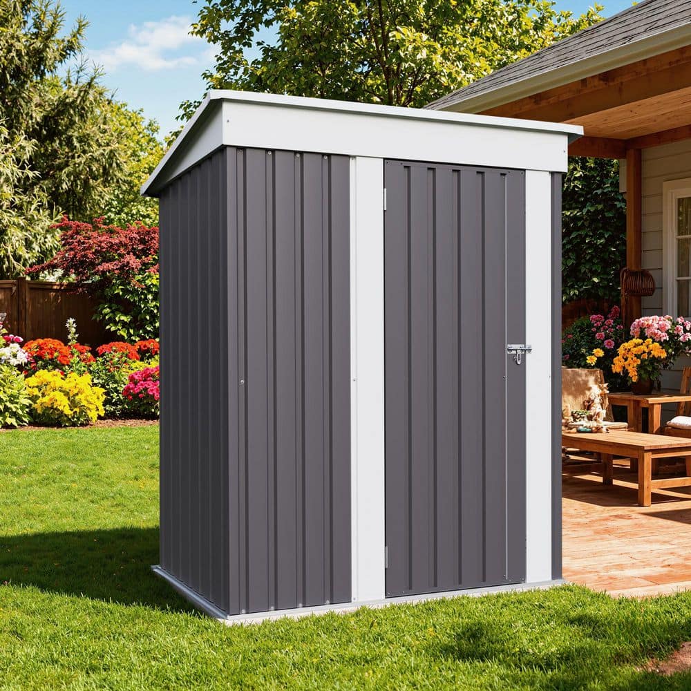 5 ft. W x 3 ft. D Outdoor Storage Gray Metal Shed with Sloping Roof and Lockable Door (16 sq. ft.) price history on PriceWatchPro