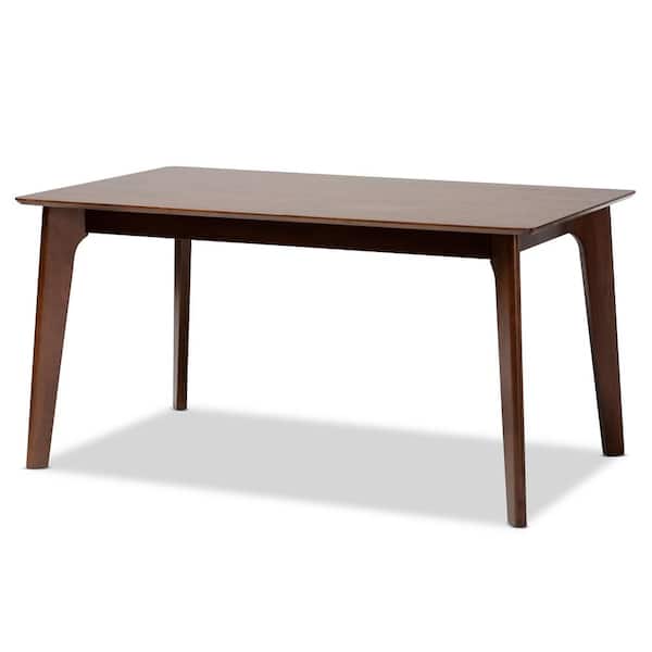 Baxton Studio Seneca 59.1 in. Rectangle Dark Brown Wood Top Dining Table (Seats 6)