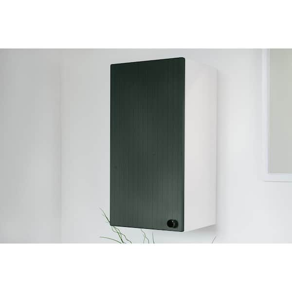 Distinct Kitchen and Bath Aria 12 in. W x 11 in. D x 23 in. H MDF Floating Bathroom Storage Wall Cabinet in White Base and Blue Door