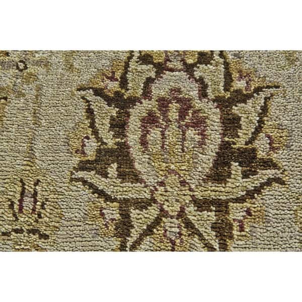 8 ft. Round Brown, Gold, Tan Abstract Area Rug