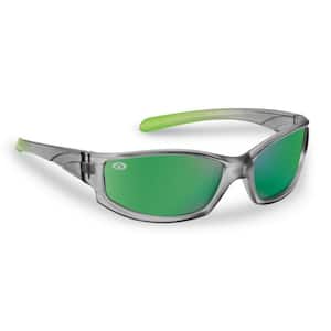 Buoy Jr Angler Polarized Sunglasses Gray Lime Frame with Amber Green Mirror Lens