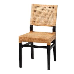 Lesia Espresso Brown and Natural Rattan Dining Chair