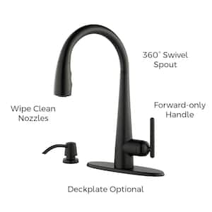 Lita Single-Handle Pull-Down Sprayer Kitchen Faucet with Soap Dispenser in Matte Black