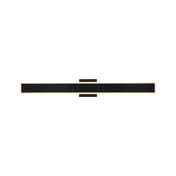Golden Lighting - Obsidian 36 in. Sand Black Outdoor Hardwired Wall Sconce with LED Bulbs Included