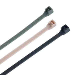 4 in. and 8 in. Assortment of Cable Ties Tan, Olive, Black (200-Pack) Case of 6