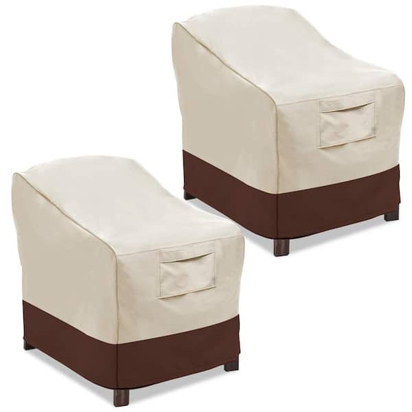 Angel Sar 35 in. W x 38 in. D x 31 in. W Heavy-Duty Waterproof Large Patio Lounge Chair Covers, Beige and Brown (2-Pack)