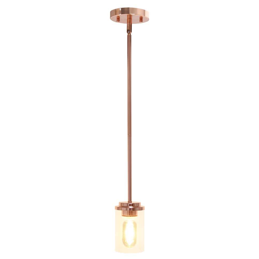 5.75" Rose Gold Clear Glass Adjustable Pendant Light