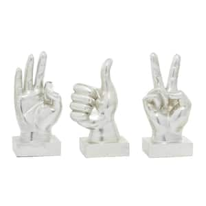 Silver Polystone Hands Sculpture (Set of 3)