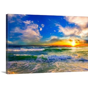"Colorful Ocean Sunset Blue Seascape Sunrise" by Eszra Tanner Canvas Wall Art