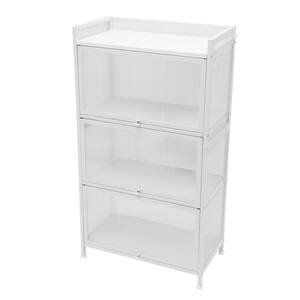 White Rolling 4-Tier Steel PC Kitchen Shelving Unit with 4 Hooks (23.6 in. W x 43.1 in. H x 12.6 in. D)