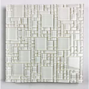 Versailles Glossy Frost White 12 in. x 12 in. x 0.3125 in. Glass Peel and Stick Tile (11 sq. ft./case)