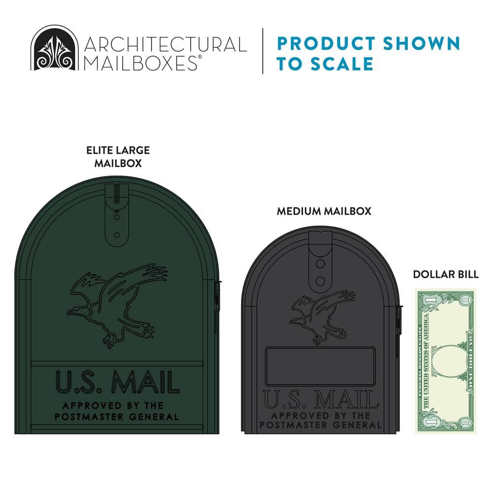 Elite Large Green Powder Coated Steel Post Mount Mailbox