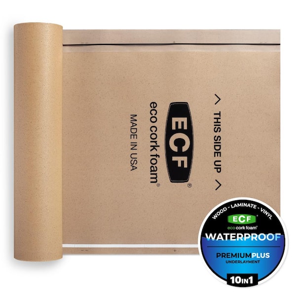 Eco Cork Foam 75 Sq Ft 3 X 25 2 Mm Waterproof Premium Plus 10 In 1 Underlayment Vinyl Plank Laminate Engineered Wood 220000503 The Home Depot Eco Cork Foam 75 Sq Ft 3 X 25