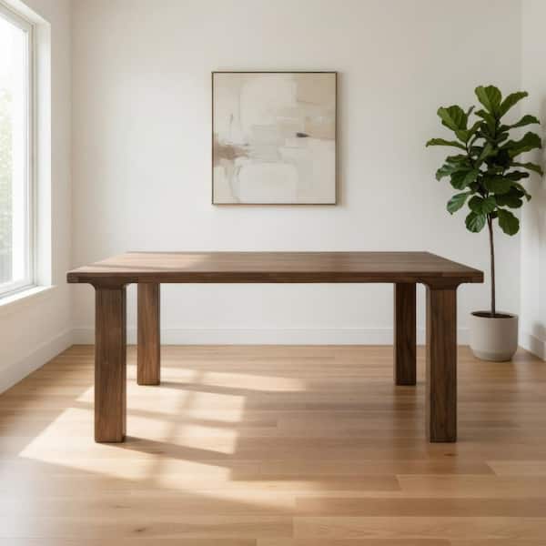 Benjara 86.5 in. Brown Wood 4-Legs Dining Table Seating for 6 BM319338 ...