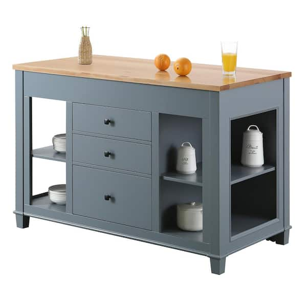 Design Element Medley Gray Kitchen Island with Slide Out Table