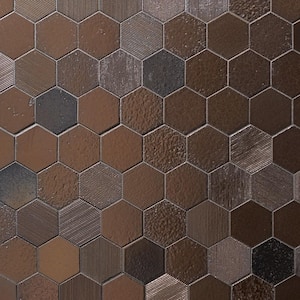 Deco Lava Hex Bronze Mix 12.83 x 10.23 in. Metallic Lava Stone Floor and Wall Mosaic Tile (0.86 sq. ft./Each)