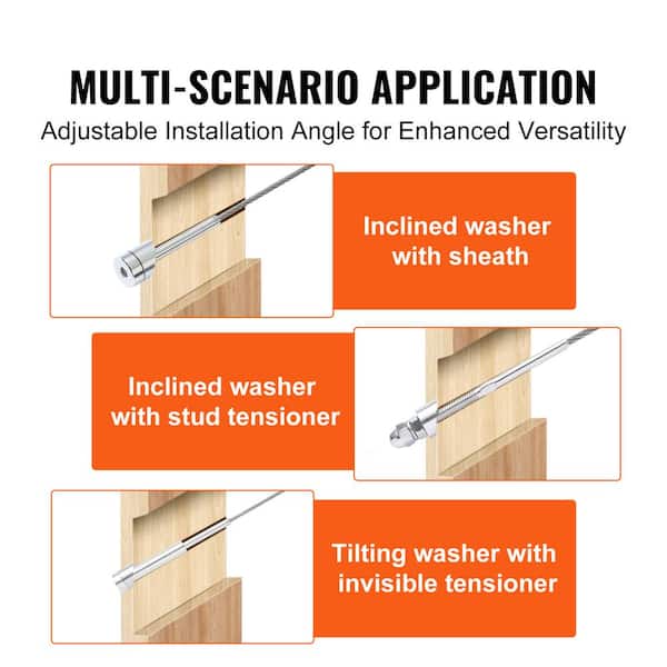 VEVOR Cable Railing Kit 1/8 in. Wheel Protector Sleeves Bundle with Black Invisible Swage Tensioner and Terminal (20-Pack)