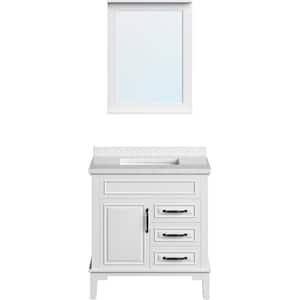 31.5 in. W x 22.05 in. D x 33.46 in. H Lanesboro Vanity Cabinet with Sink, 3 Drawers, White Cabinet