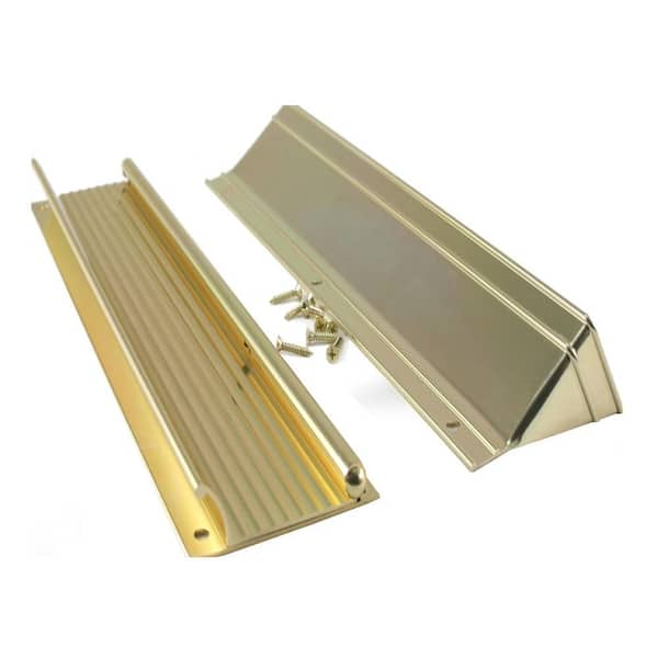 M-D Building Products 13 in. Bright Brass Mail Slot with Flap and Hood Aluminum