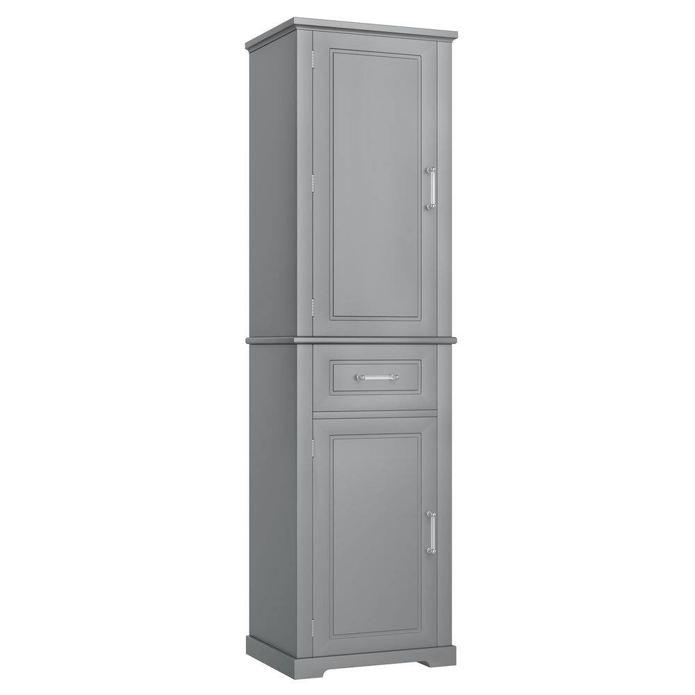 20 in. W x 15.8 in. D x 72.1 in. H Gray Linen Cabinet with 1-Drawer and 2-Doors, Adjustable Shelves